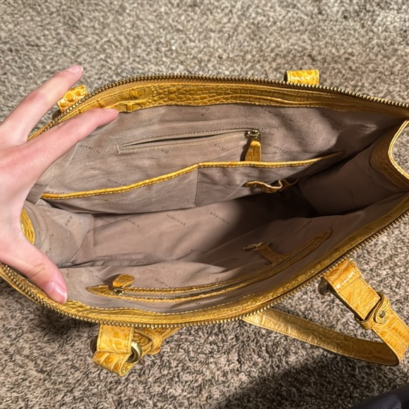 Brahmin Yellow Croc Embossed Leather Tote Purse - Picture 11 of 16